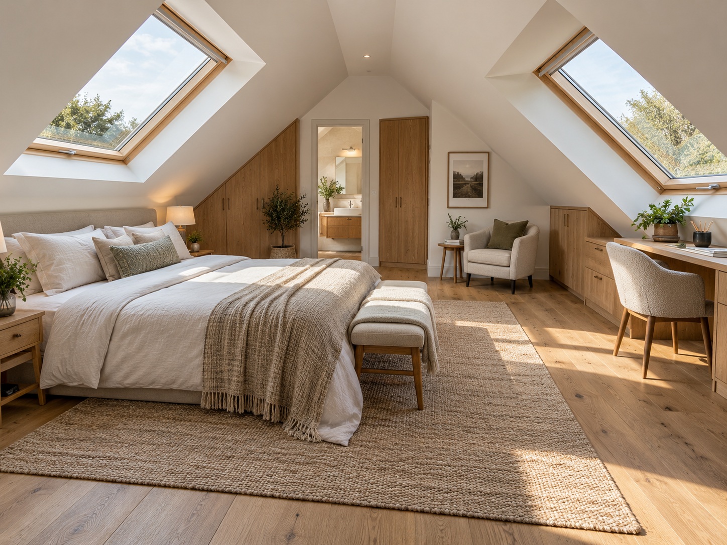 Illustration of a finished loft conversion with skylights